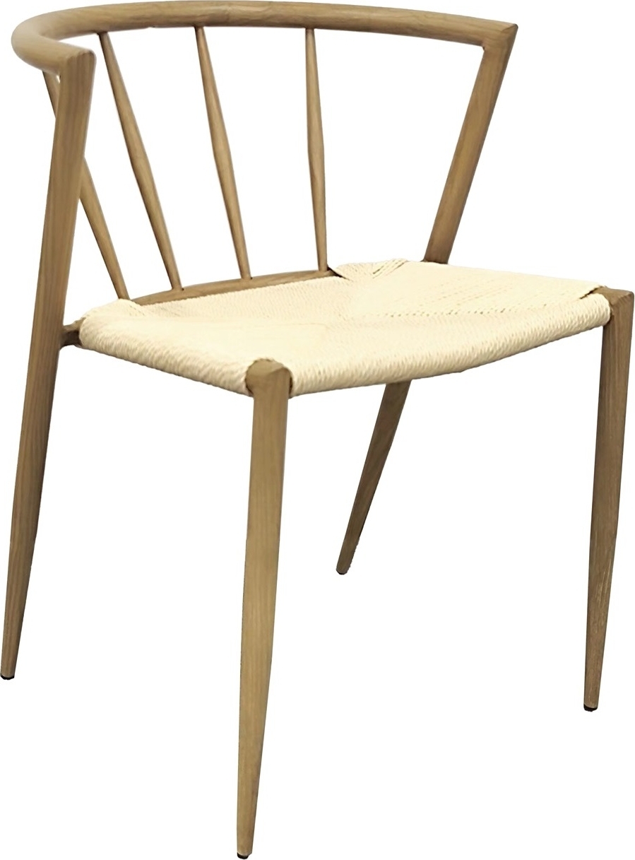 Bella utestol i ek-utseende med beige repsits Bella utestol i ek-utseende med beige repsits