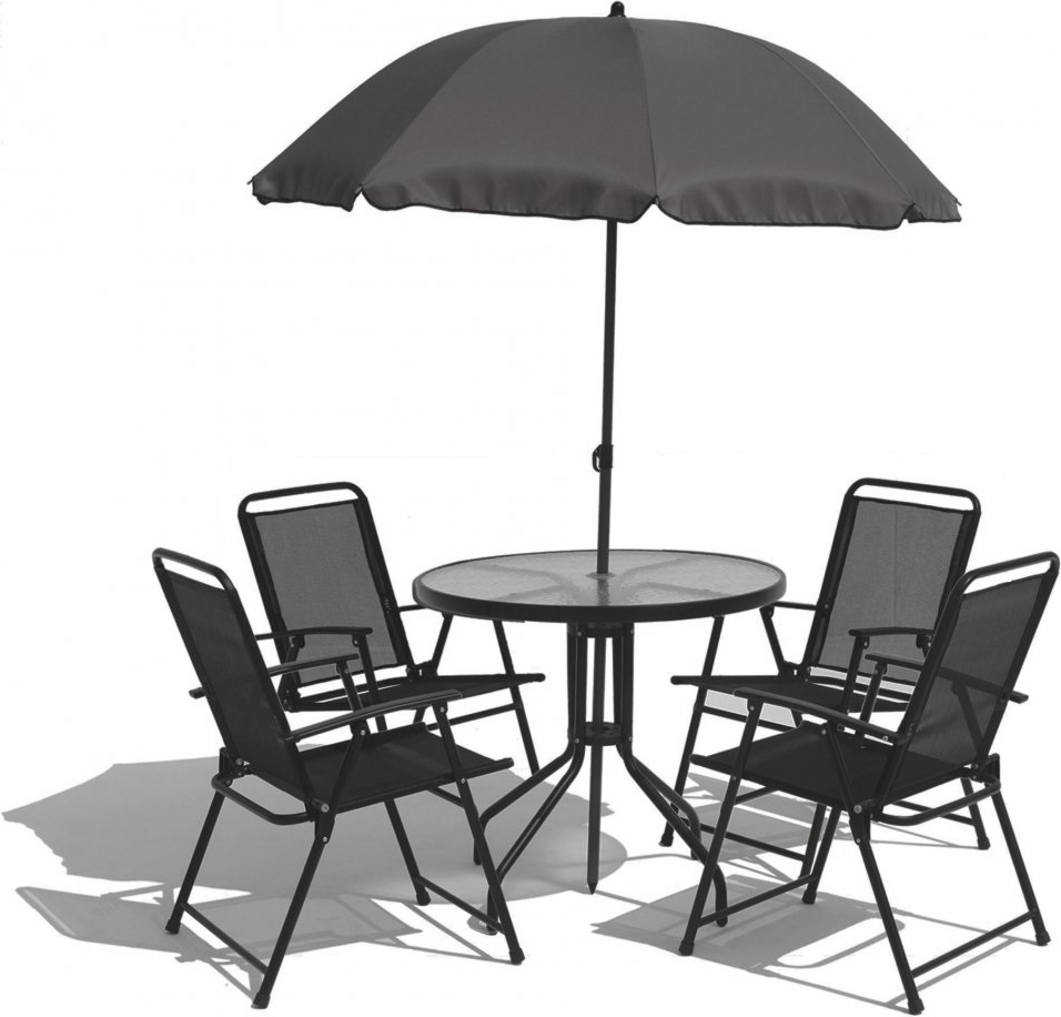 Vxj utegrupp komplett med bord, 4 stolar och parasoll