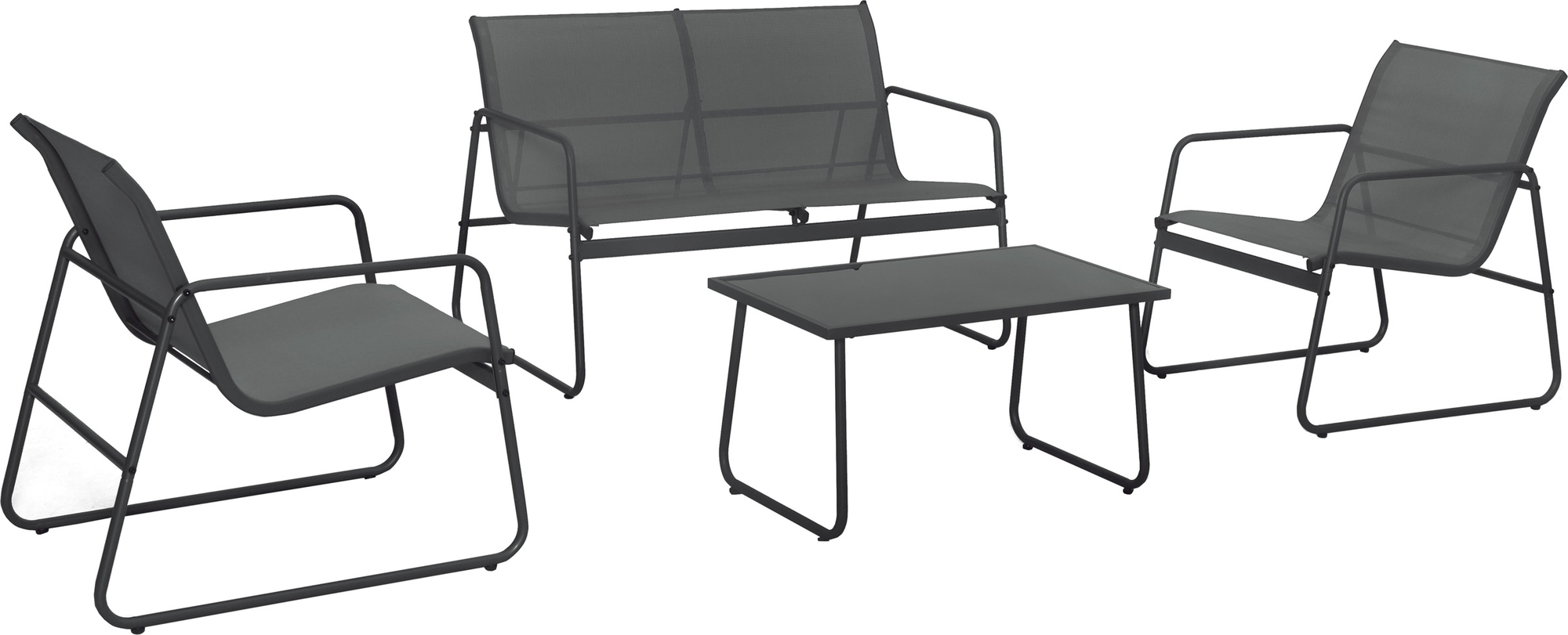 Zansibar loungegrupp soffa fåtöljer och soffbord - Svart utegrupp Zansibar loungegrupp soffa fåtöljer och soffbord - Svart utegrupp