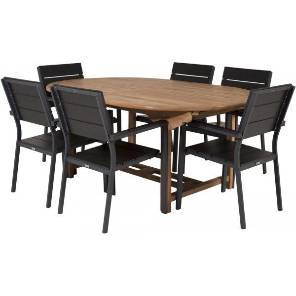 Bjuråker Matgrupp (180x120) - Svart/Natur - 6 Stolar Bjuråker Matgrupp (180x120) - Svart/Natur - 6 Stolar