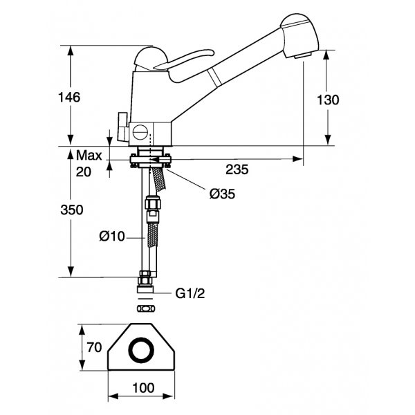 FM Mattsson Köksblandare 9000 Krom med handdusch och diskmaskinsavstängning FM Mattsson Köksblandare 9000 Krom med handdusch och diskmaskinsavstängning