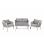 Lounge-Set Grau mit wei�en Kissen - Virya + M�belpflege