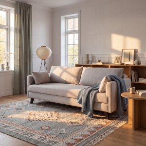 Liten B�ddsoffa Bella - Beige 3-sits, 210 cm Bred, Tyg Neve 13 & St�dben