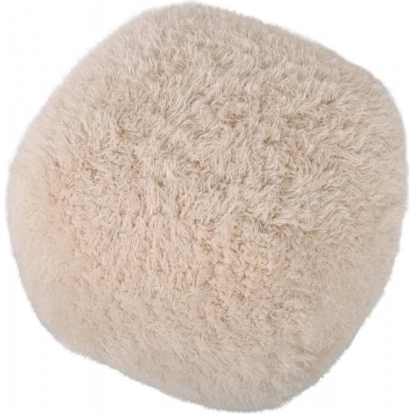 Fluffy sittpuff i beige h�rigt tyg