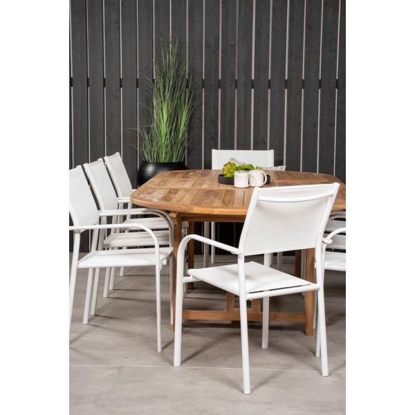 Bjuråker Spisegruppe (180x120) - Hvid/Natur - 8 Stole Bjuråker Spisegruppe (180x120) - Hvid/Natur - 8 Stole