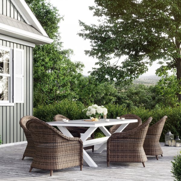 Mercury Utegrupp - Matbord 200x100 cm med 6 st mercury fåtöljer Mercury Utegrupp - Matbord 200x100 cm med 6 st mercury fåtöljer