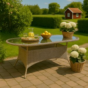 Gartentisch - Menton | 180x100cm | Natur | Oval Gartentisch - Menton | 180x100cm | Natur | Oval