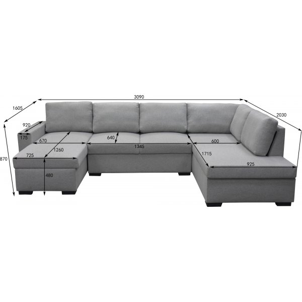 Soffa 309 cm ljusgr� - Solna