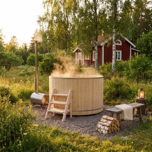 Vedeldad badtunna f�r 4�6 personer � �180 cm utomhus Nordcabin