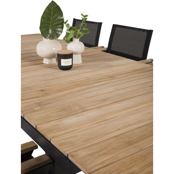 Maglehem Matgrupp (160x90) - Svart/Natur - 8 Stolar