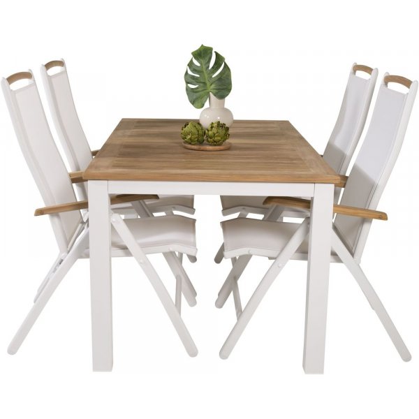 Dotorp Matgrupp (160x90) - Vit/Natur - 4 Stolar