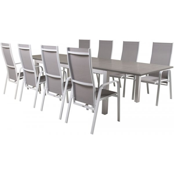 Ekens Matgrupp (224x100) - Vit/Gr - 8 Stolar