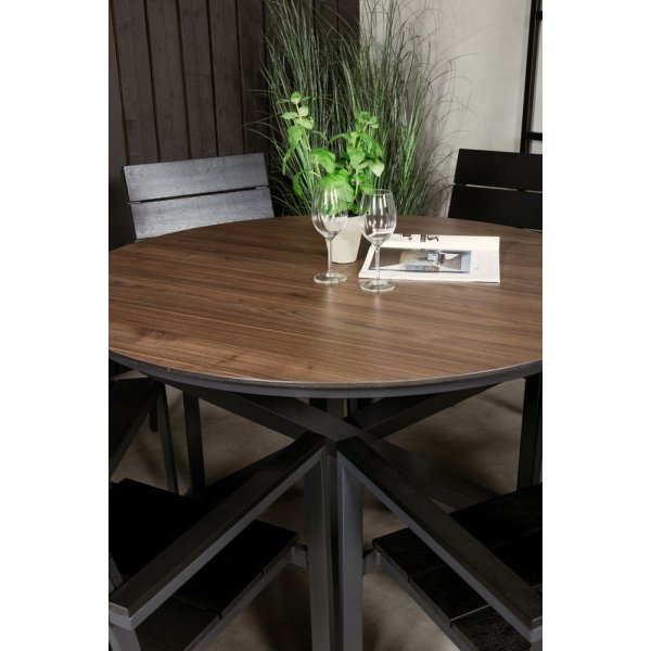 Tottarp Matgrupp (ø140) - Svart/Brun - 6 Stolar Tottarp Matgrupp (ø140) - Svart/Brun - 6 Stolar