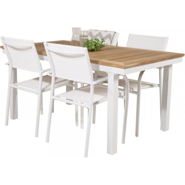 Dotorp Matgrupp (160x90) - Vit/Natur - 4 Stolar