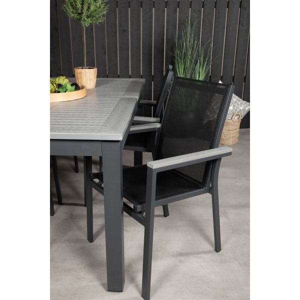 Ekens Spisegruppe (152x90) - Sort/Gr - 4 Stole