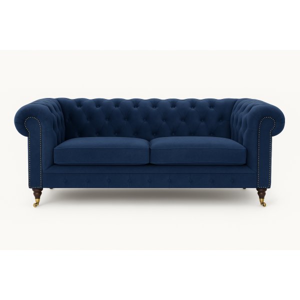 Soffa Sheffield Chesterfield 2-sits - M�rkbl� sammet