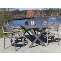 Scottsdale utematgrupp med 6 st karmstolar (stapelbara) och matbord 190 cm - Grå Scottsdale utematgrupp med 6 st karmstolar (stapelbara) och matbord 190 cm - Grå