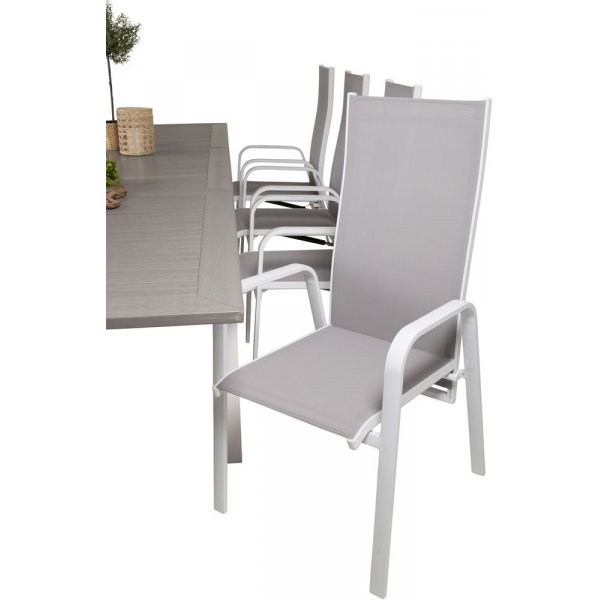 Ekens Matgrupp (224x100) - Vit/Gr - 8 Stolar