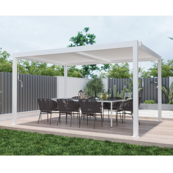Pergola | Oplukkeligt spaltetag | 4x3 | Hvid