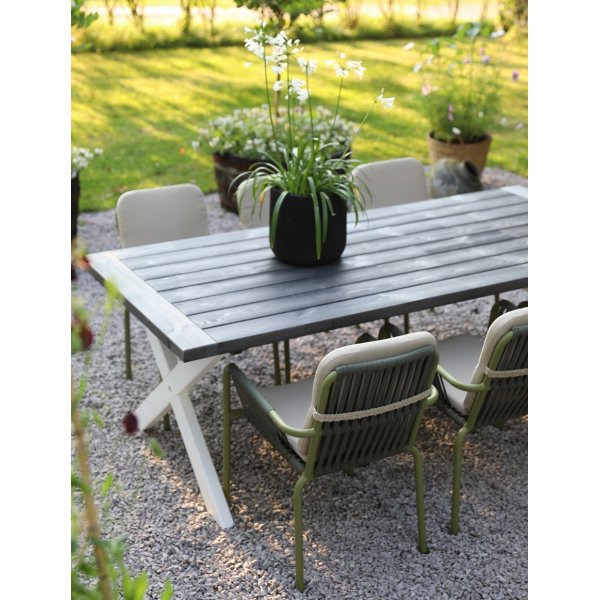 Oxford - Gartenmöbelgruppe 220 cm Grau/Grün + Reinigungsspray für Gartenmöbel Oxford - Gartenmöbelgruppe 220 cm Grau/Grün + Reinigungsspray für Gartenmöbel