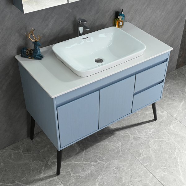 Kylpyhuonekalusteet Melina - Vaaleansininen + WC-paperin pidike Kylpyhuonekalusteet Melina - Vaaleansininen + WC-paperin pidike