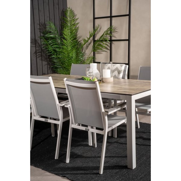 Tottarp Matgrupp (205x100) - Vit/Gr - 6 Stolar