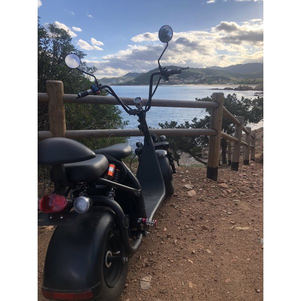 Elscooter Citycoco - Svart 1500W + Låskätting Elscooter Citycoco - Svart 1500W + Låskätting
