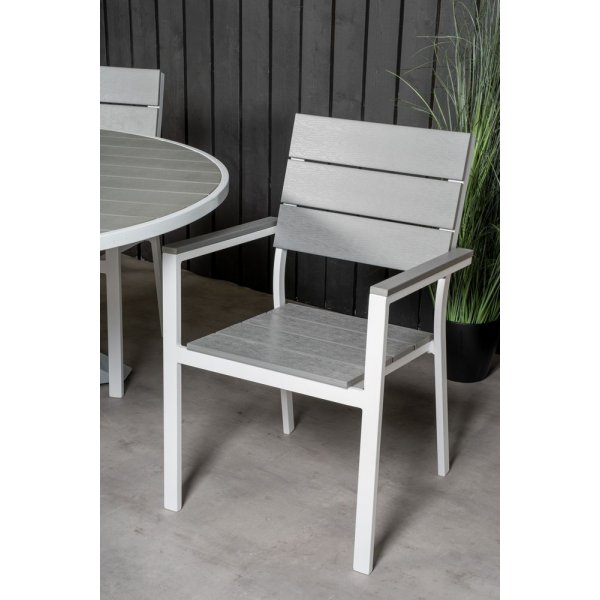 Ebbarp Matgrupp (ø140) - Vit/Grå - 4 Stolar Ebbarp Matgrupp (ø140) - Vit/Grå - 4 Stolar