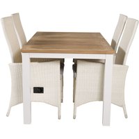 Dotorp Matgrupp (160x90) - Vit/Natur - 4 Stolar Dotorp Matgrupp (160x90) - Vit/Natur - 4 Stolar
