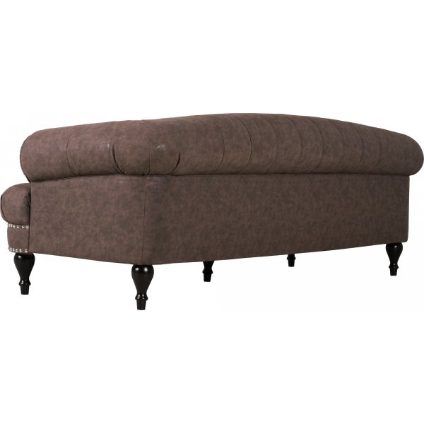 Chesterfieldsoffa 3-sits brun vintage 225 cm bred
