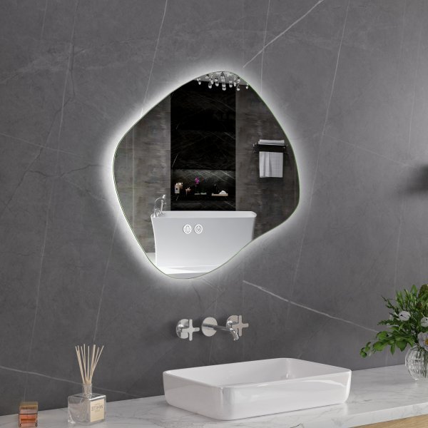 LED-spegel 60x55 cm med anti-fog och justerbar belysning