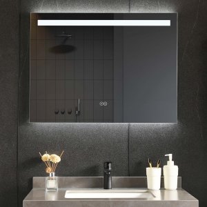 Badrumsspegel 80 x 60 cm med LED-belysning och anti-fog