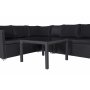 Loungegruppe Kuba sofagruppe + bord - sort syntetisk rattan / sorte hynder