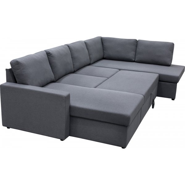 U-soffa b�ddsoffa T�rn� med f�rvaring - 304 cm - m�rkgr�