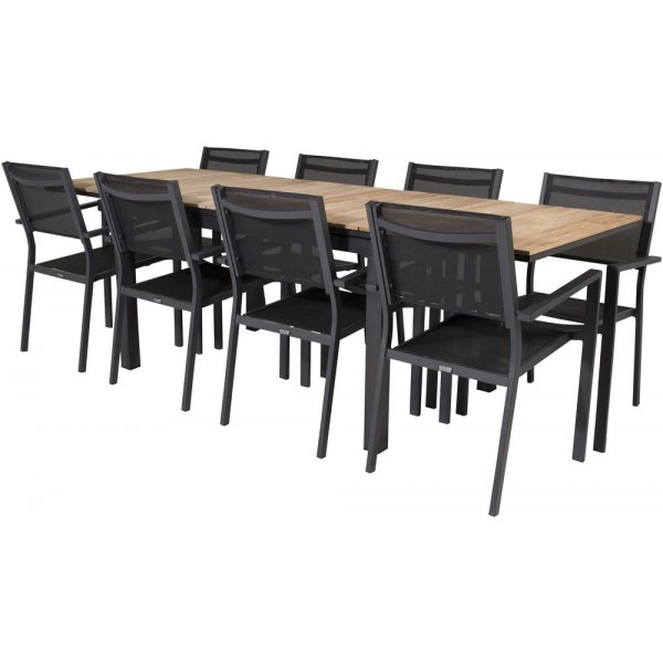 Maglehem Matgrupp (160x90) - Svart/Natur - 8 Stolar Maglehem Matgrupp (160x90) - Svart/Natur - 8 Stolar