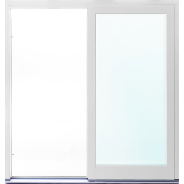 2-delt facadeparti i aluminium med skydedør - 3-glas + Drivrem 2-delt facadeparti i aluminium med skydedør - 3-glas + Drivrem