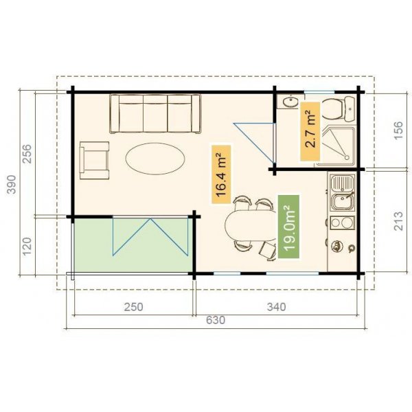 Attefallshus Ekaren E - 23,7 m�