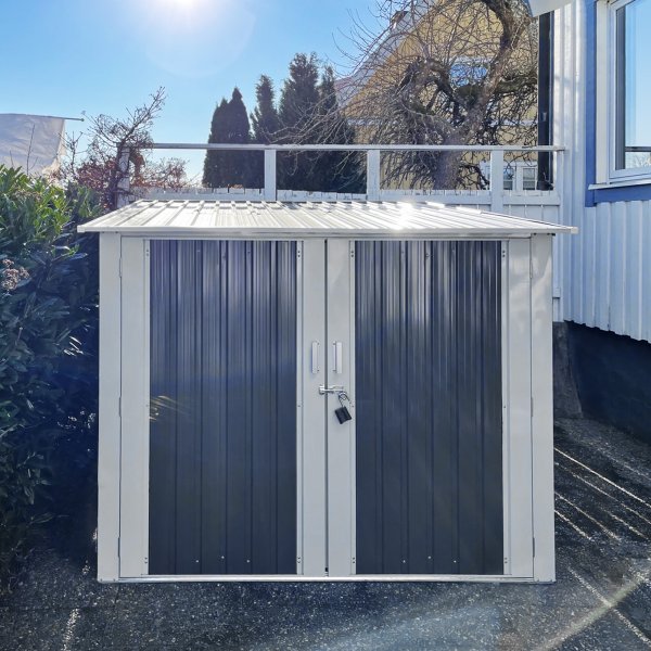 Cykelförråd 4,2 m² | Plats för 4 cyklar | Galvaniserad plåt Cykelförråd 4,2 m² | Plats för 4 cyklar | Galvaniserad plåt