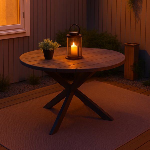 Runder Gartentisch Scottsdale - Ø112 cm | Rustikales Grau + Reinigungsspray für Gartenmöbel Runder Gartentisch Scottsdale - Ø112 cm | Rustikales Grau + Reinigungsspray für Gartenmöbel