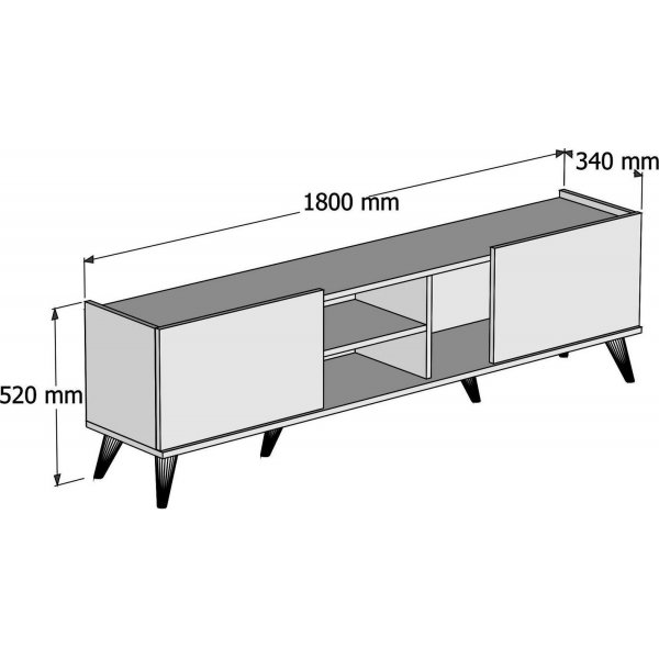 Elegant TV-b�nk 180 cm - Valn�t/svart