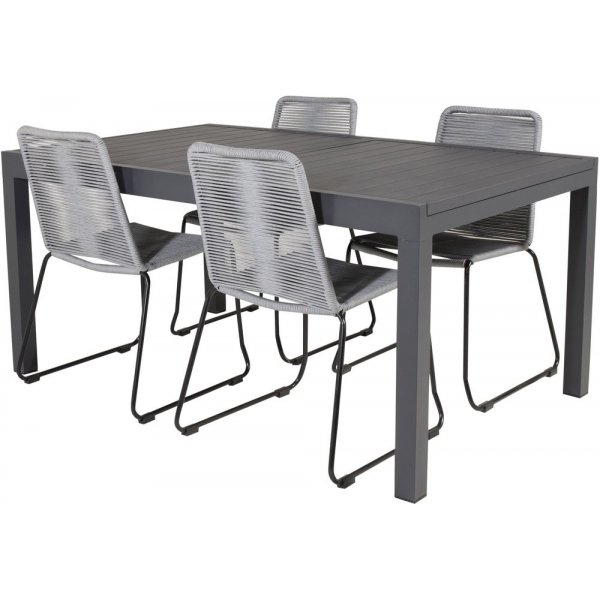 Holma Matgrupp (160x100) - Svart - 4 Stolar