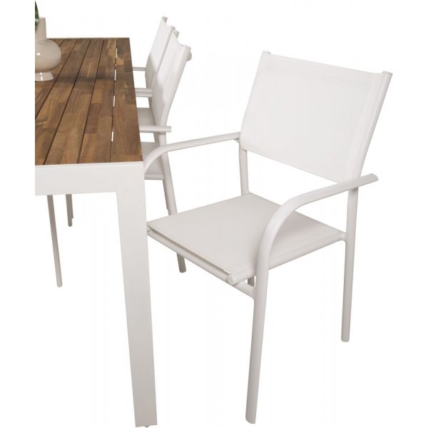 Balsj Matgrupp (205x90) - Vit/Natur - 6 Stolar