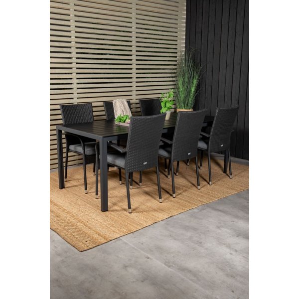 Ervalla Matgrupp (205x90) - Svart - 6 Stolar Ervalla Matgrupp (205x90) - Svart - 6 Stolar