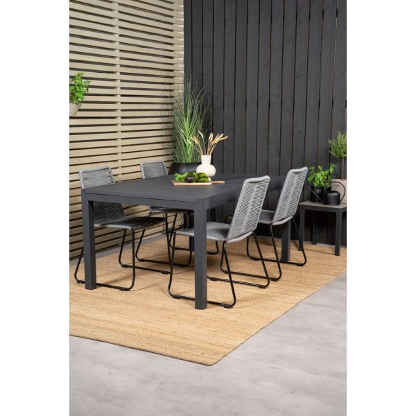 Holma Matgrupp (160x100) - Svart - 4 Stolar