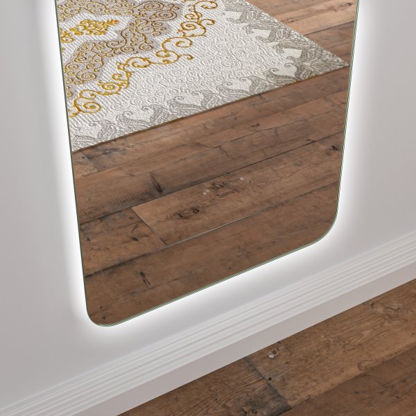 Vggspegel Trani med LED-belysning & rundade hrn