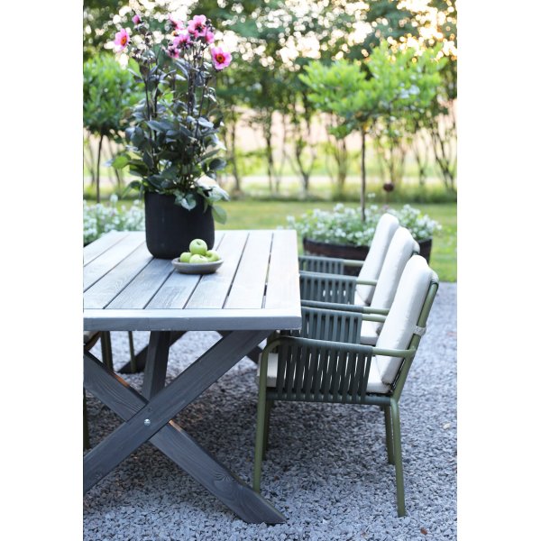 Oxford - Gartenmöbelgruppe 220 Grau/Grün mit 6 Stühlen + Reinigungsspray für Gartenmöbel Oxford - Gartenmöbelgruppe 220 Grau/Grün mit 6 Stühlen + Reinigungsspray für Gartenmöbel