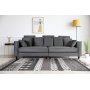 Soffa 250 cm bred m�rkgr� sammet 114 cm djup