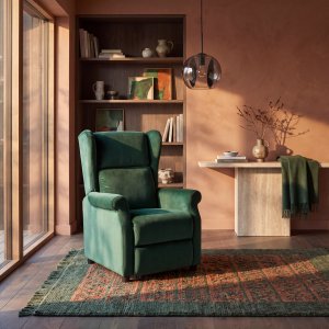 Grön sammetsfåtölj - ställbar recliner för äldre - B75 D92-160 H82-107 cm Grön sammetsfåtölj - ställbar recliner för äldre - B75 D92-160 H82-107 cm