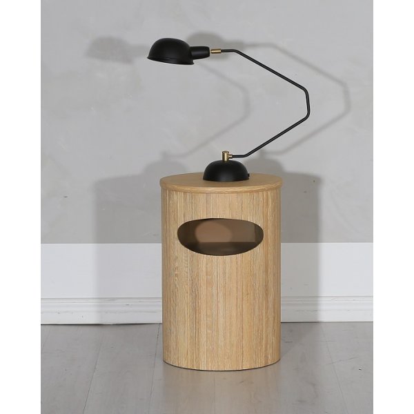 Nova runt s�ngbord med f�rvaring - Whitewash