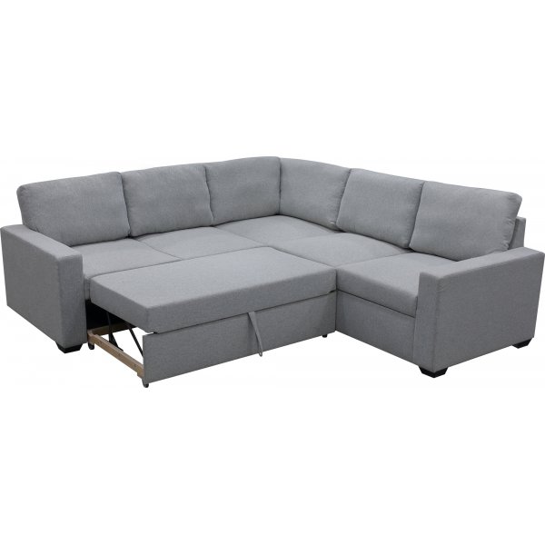 H�rnsoffa Belissa med b�ddfunktion och f�rvaring - 235x235 cm - m�rkgr�
